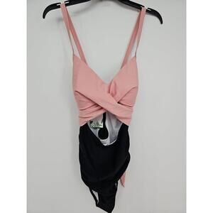 Womens Eomenie Swimsuit Large Pink‎ Tummy Control Cutout High Waisted Barbiecore
